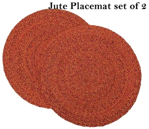 Jute Braided Dining table Placemats 35 CM Round Clay Red set of 2 - Picture 1 of 8