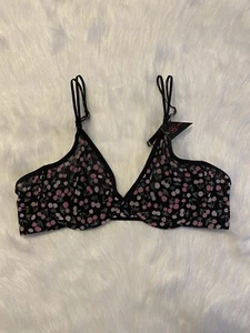 No Boundaries Unlined Bra Women’s Juniors Size 34B Black Cherry Print Mesh - Picture 1 of 6