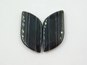 Fancy Form Natural Black Banded Agate Jewelry Making Pair Cabochons - Picture 1 of 4