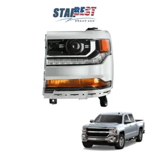 Para Chevy Silverado 1500 2016-2018 HID/Xenón con LED Cromo Faro Izquierdo Lámpara - Imagen 1 de 9