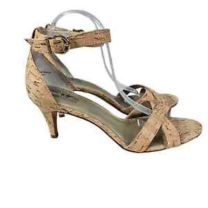 Coach And Four Womens Size 11 Cork Short Heel Sandals Criss-cross Strappy 