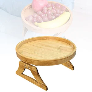 Sofa Tray Table Sofa Armrest Clip-On Tray Natural Bamboo Sofa Tray AE - Picture 1 of 12