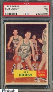 1957 Topps Basketball #17 Bob Cousy Boston Celtics RC Rookie HOF PSA 3 VG - Picture 1 of 2