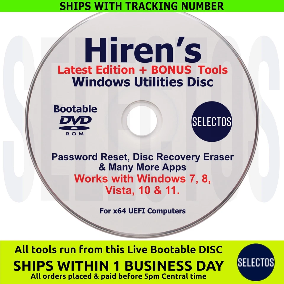 Hiren's Boot CD PC Utilities Disc Password Reset Disk Recovery &More +Apps List - Image 1 of 4