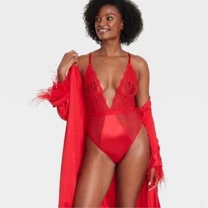 NWT Auden Women's Red Lace Lingerie Bodysuit Size L - Picture 1 of 10