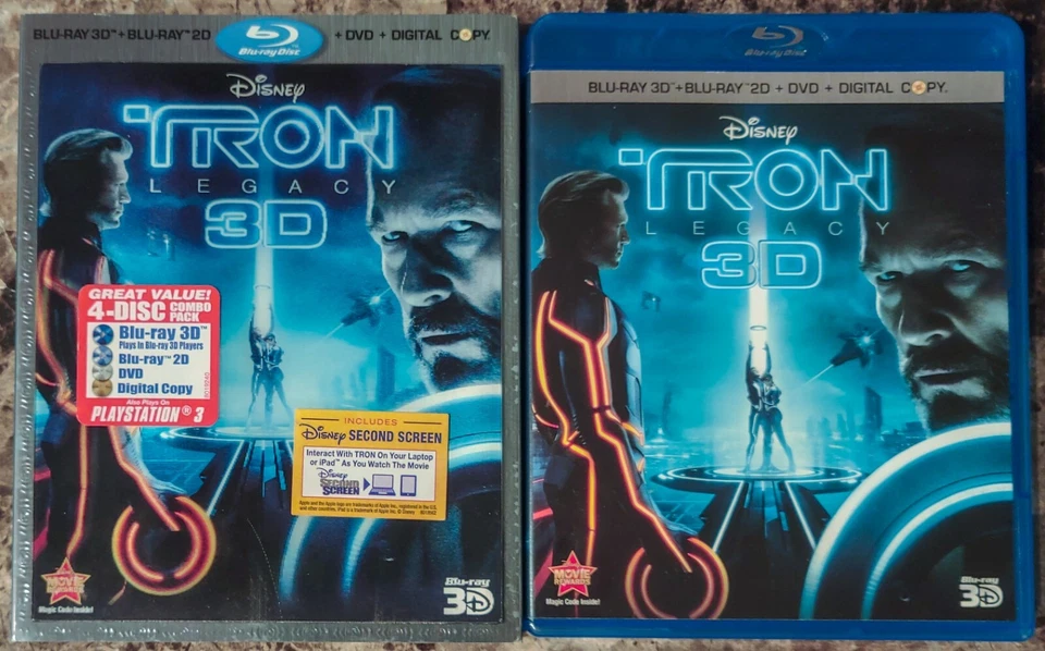 TRON Legacy (Blu-ray + 3D + DVD, 2011, 4-Disc Set w Lenticular Slipcover) Disney - Image 1 of 1