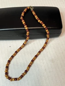 8" Shades of Brown Colored Round Wood Beads Necklace - Picture 1 of 5