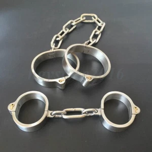 Esclavo Resistente Acero Inoxidable Cuello Muñequeras Puños Tobillo Sujeción Grillete Bloqueo - Imagen 1 de 41