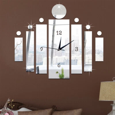 Modern Wall Clock Art Design DIY 3D Mirror Surface Sticker Room Home Decor Gift - Image 1 of 4