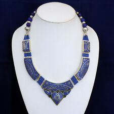 Blue Lapis Lazuli Beaded statement Vintage spiritual Handmade Blue Necklace
