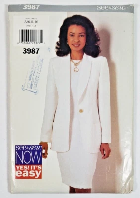 Butterick 3987 Sewing Pattern Misses 1990s UNCUT Loose Fit Jacket Dress Vintage - Image 1 of 3