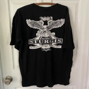All Sport Vintage 2002 Sturgis Biker Motorcycle Rally Tee Black White Mens XL  - Picture 1 of 11