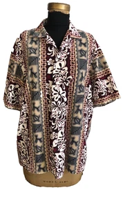 OHANA Custom Mens Cotton FLoral Aloha Hawaiian Shirt LARGE - Picture 1 of 5