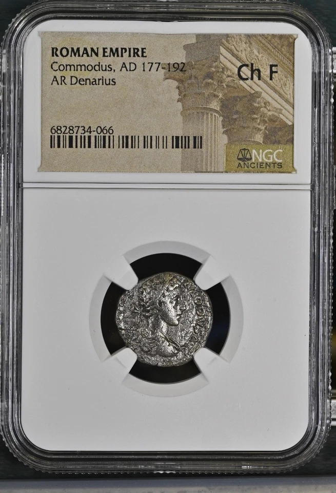 NGC (Ch F) Romano AR Denario Cómodo AD177-192 NGC Certificado Romano ELECCIÓN BIEN Foto 1 de 3