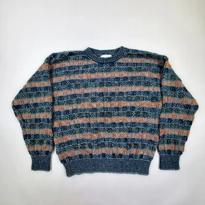 Vtg Tricots St Raphael Sweater XL Acrylic Wool Blend 80s 90s Striped Textured 3D - Picture 1 of 11