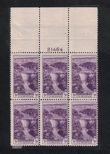 1935 Boulder Dam Mint, Never Hinged 3¢ Plate # Block of 6 Stamps -- Scott #774 - Picture 1 of 1