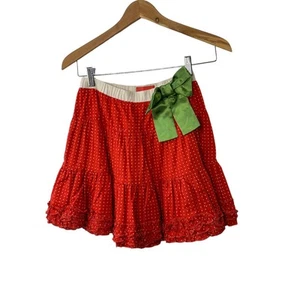 Little Joule Red & White Ruffle Polka Dot Skirt Green Satin Bow Girl's 11/12 yrs - Picture 1 of 8