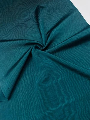 Petroleum Blue Silk Moire Fabric By 2 Meters,  Watermark Patterned, Multicolor  - Image 1 of 4