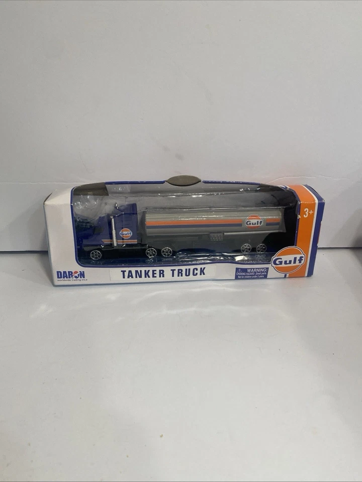 GULF TANKER 7" TRACTOR TANKER TRUCK MOTORMAX DARON TOYS DIECAST APPROX HO SCALE - Image 1 of 4