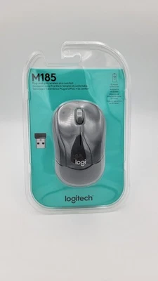 Logitech Wireless Mouse M185 Brand New Factory Sealed Swift Gray with USB Dongle - Image 1 of 2