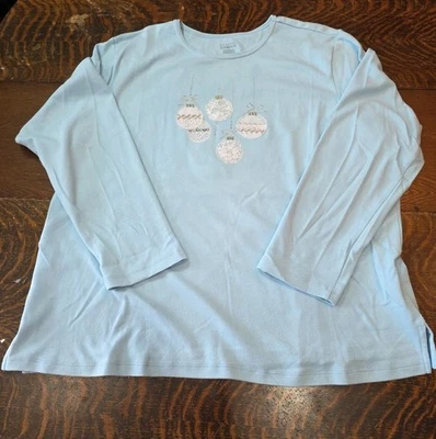 Ornamento de férias clássico Elements Lt azul manga longa motivo feminino tamanho 20-22W - Imagem 1 de 4