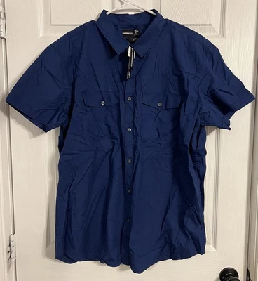 J.ferrar Men’s Slim Fit New With Tags Blue Short Sleeve Button Down Shirt - Image 1 of 4