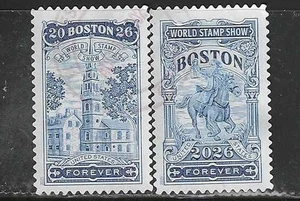 US NEW 2025 BOSTON 2026 SET of 2 USED STAMPS OFF PAPER SOUND - Picture 1 of 1