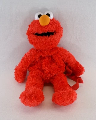 Mochila de Pelúcia Elmo Vintage Sesame Street 18" Bolso Pequeno com Zíper e Tiras 2003 - Imagem 1 de 4