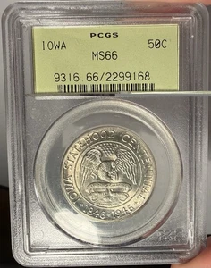 1946 50c PCGS MS 66 Iowa Commemorative Half Dollar - OGH - Picture 1 of 2