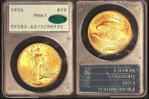 1926 $20-PCGS/CAC MS62 PQ-Saint Gaudens Double Eagle Cover