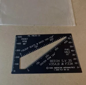 PBE35-33 Plotter Weight & Balance System Beech V 35 American Aeronautics 1988 - Bild 1 von 17