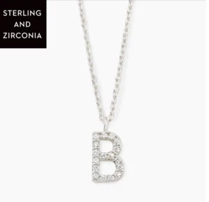 💎Touchstone Crystal Initial Necklace Sterling Silver Zirconia 15-18” New - Picture 1 of 2