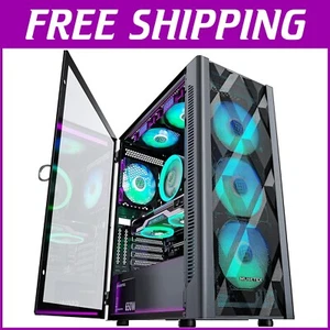 Premium Black Mid-Tower PC Case with Innovative ARGB Lighting & Easy Access - Picture 1 of 8