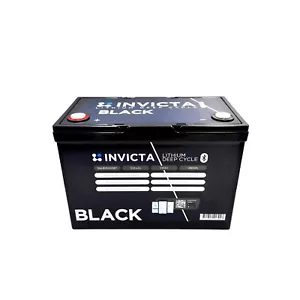 INVICTA Black SNLB12V100BT 12v 100Ah Lithium Deep Cycle Battery with Bluetooth - Picture 1 of 3