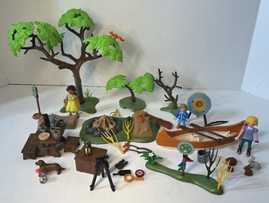 Playmobil Canoe Fire pit Archery Lantern Camping Vacation Assortment 65+ Pieces - Picture 1 of 10