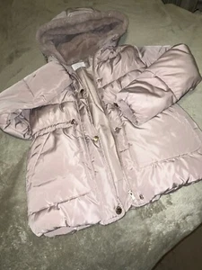 ZARA Warm Dusty Pink COAT JACKET Size 13-14 Lined Hooded PUFFER 164CM GIRLS - Picture 1 of 17