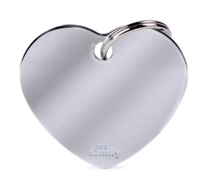 MEDAGLIETTA INCISA SERIE BASIC - TARGHETTA CUORE OTTONE CROMATO - Immagine 1 di 4