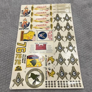 Vintage IMPKO Water Decals NOS Uncut Sheet Free Mason, Military, Jetco Shark - Picture 1 of 5