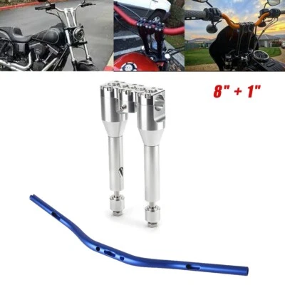 Nuevos elevadores de manillar verticales estilo club de 8"+ 1" y barras de grasa de 1-1/4" para Harley Dyna Foto 1 de 4