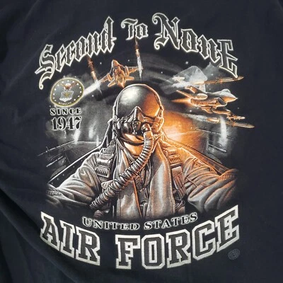 Футболка Air Force винтажная y2k мужская XL выцветшая черная пилотная графическая непревзойденная - Изображение 1 из 4