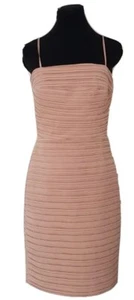 LADIES MANGO MNG NUDE CREAM RIBBED BODYCON SEXY DRESS SPHAGETTI STRAPS SIZE L - Picture 1 of 7