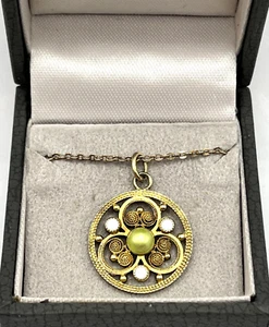 Antique Marius Hammer Norwegian Silver Gilt & Enamel Pendant 3.7g - Picture 1 of 14