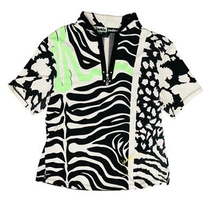 Jamie Sadock Golf Black Abstract Print Short Sleeve Collared Shirt Top Size S - Picture 1 of 9