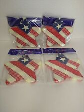 Cocktail Napkins American Flag Usa Star Shaped Red White Blue Set of 4 (4x16ct)