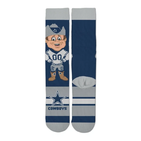 NEW! Dallas Cowboys NFL Rowdy Mascot Crew Socks Fits One Size Blue Silver Gift Cover