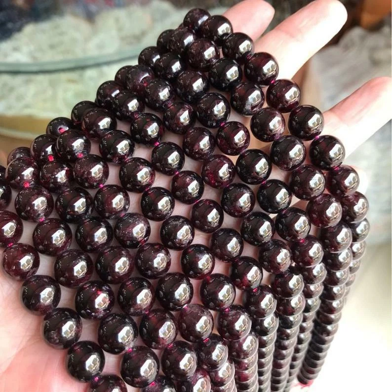 Grade A Natural Garnet Gemstone Round Beads - SIZE 10MM - Image 1 of 1