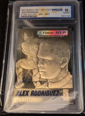 ALEX RODRIGUEZ LIMITED EDITION WCG GEMMT 10 AUTOGRAPHED 23KT GOLD CARD - Image 1 of 4