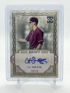 CJ VAN EYK 2020 Leaf Ultimate Draft ๐ Gold XRC Auto 73/75 ๐ BLUE JAYS - Picture 1 of 2