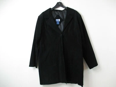 Venezia Jeans Coat Womens 14/16 Black Leather Overcoat Button Up Lane Bryant - Image 1 of 4