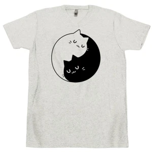 Yin Yang Cat T Shirt Mother Of Cats Animal Lover Kitten Feline Purr Toy Meow Tee - Picture 1 of 6